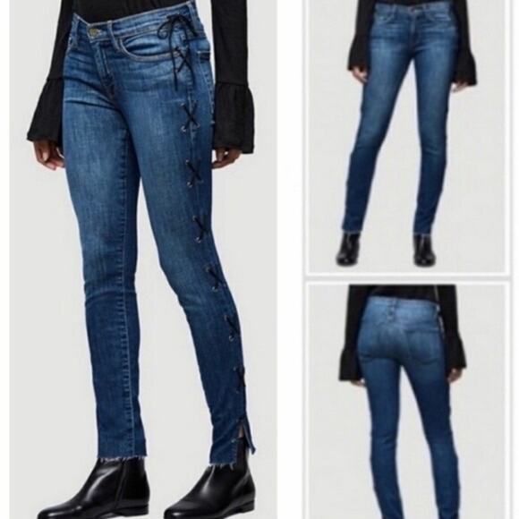 Frame Le Skinny De Jeanne Lace Up Sides Skinny Ankle Jeans Size 27 - Picture 1 of 9